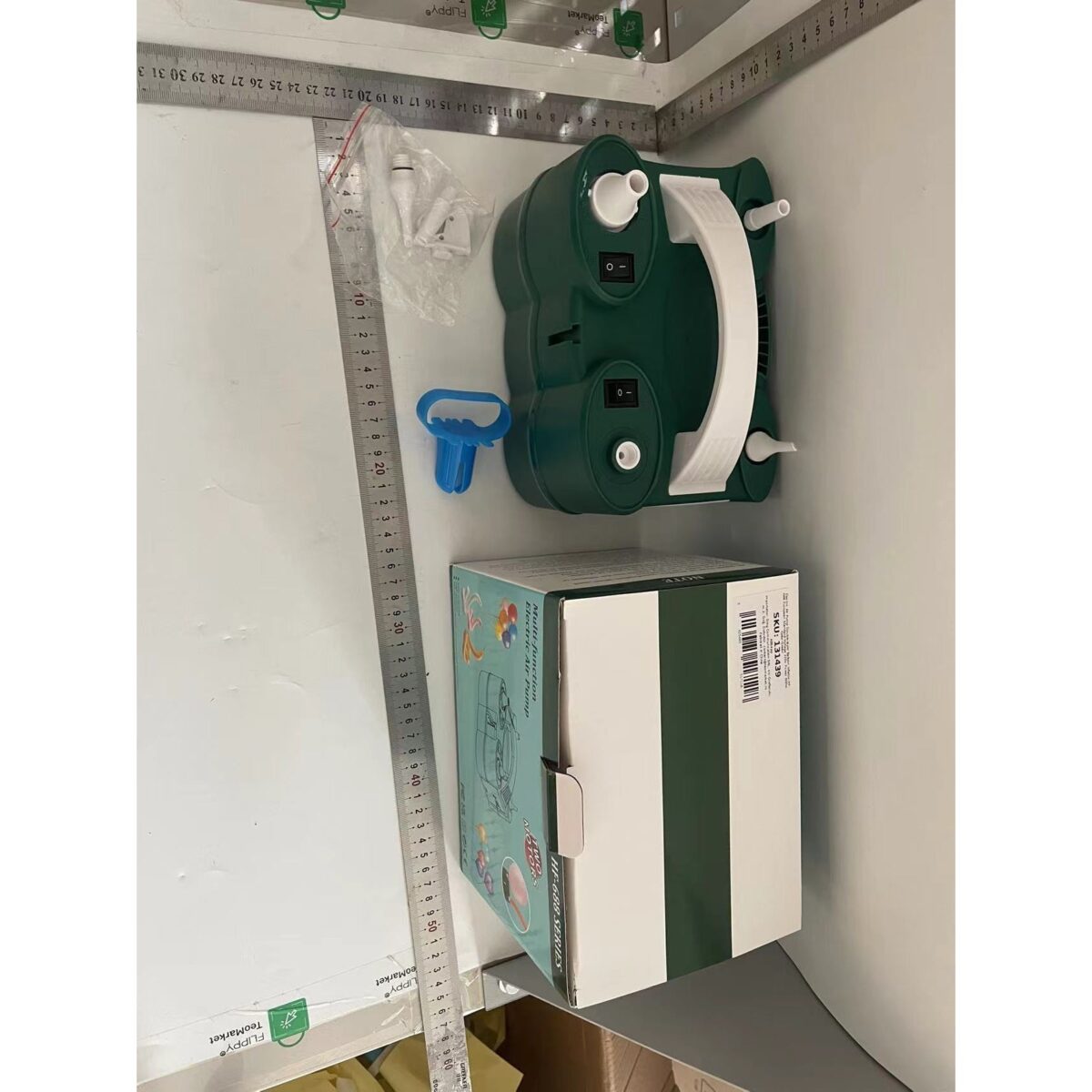Pompa Electrica de Umflat Baloane, Embo, cu Doua Iesiri, Accesorii Incluse, 220V, Putere 600W, Accesorii petrecere, Verde - imagine 6