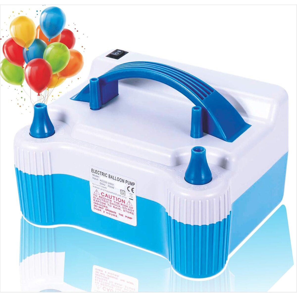Pompa Electrica Pentru Umflat Baloane, 700 W, Doua Capete de Umflat, din Plastic, Albastru - imagine 4