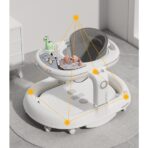 Premergator 4in1, Embo, Antemergator, Balansoar, Scaun de Masa, Functie Muzicala, din ABS, Roti Universale, Inaltime Reglabila, Sistem Antirasturnare, Greutate Portanta 25 kg, +6 Luni, Alb - imagine 2
