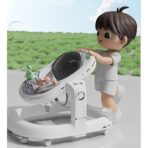 Premergator 4in1, Embo, Antemergator, Balansoar, Scaun de Masa, Functie Muzicala, din ABS, Roti Universale, Inaltime Reglabila, Sistem Antirasturnare, Greutate Portanta 25 kg, +6 Luni, Alb - imagine 3