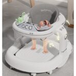 Premergator 4in1, Embo, Antemergator, Balansoar, Scaun de Masa, Functie Muzicala, din ABS, Roti Universale, Inaltime Reglabila, Sistem Antirasturnare, Greutate Portanta 25 kg, +6 Luni, Alb - imagine 5