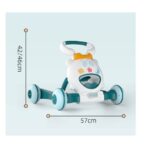 Premergator pentru copii Embo, pliabil, viteza ajustabila, maner antialunecare, cu lumini si muzica, 46 x 57 cm, loc depozitare jucarii, inaltime ajustabila, albastru - imagine 2