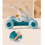 Premergator pentru copii Embo, pliabil, viteza ajustabila, maner antialunecare, cu lumini si muzica, 46 x 57 cm, loc depozitare jucarii, inaltime ajustabila, albastru - imagine 5