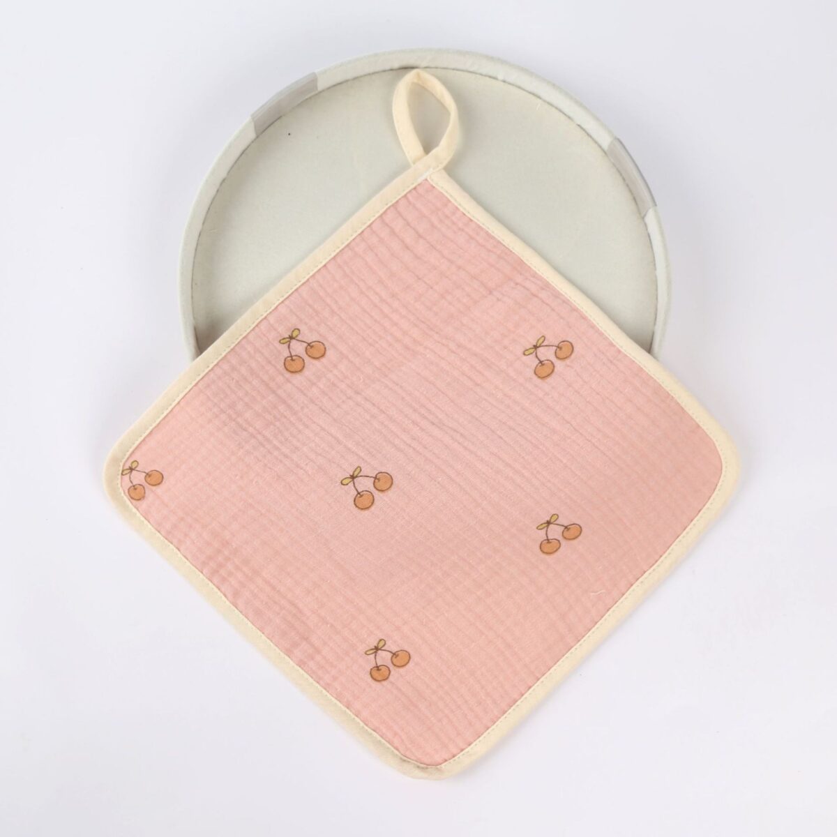 Prosop Absorbant, Embo, din Bumbac, 25 x 25 cm, Model Cirese, cu Agatatoare, Roz - imagine 2