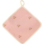Prosop Absorbant, Embo, din Bumbac, 25 x 25 cm, Model Cirese, cu Agatatoare, Roz