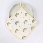 Prosop Absorbant, Embo, din Bumbac, 25 x 25 cm, Model Curcubeu, cu Agatatoare, Bej - imagine 2