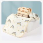 Prosop Absorbant, Embo, din Bumbac, 25 x 25 cm, Model Curcubeu, cu Agatatoare, Bej - imagine 4