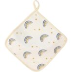 Prosop Absorbant, Embo, din Bumbac, 25 x 25 cm, Model Curcubeu, cu Agatatoare, Bej