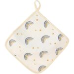 Prosop Absorbant, Embo, din Bumbac, 25 x 25 cm, Model Curcubeu, cu Agatatoare, Bej