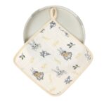 Prosop Absorbant, Embo, din Bumbac, 25 x 25 cm, Model Iepurasi, cu Agatatoare, Bej