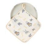 Prosop Absorbant, Embo, din Bumbac, 25 x 25 cm, Model Iepurasi, cu Agatatoare, Bej