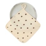 Prosop Absorbant, Embo, din Bumbac, 25 x 25 cm, Model Stelute, cu Agatatoare, Bej