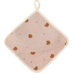 Prosop Absorbant, Embo, din Bumbac, 25 x 25 cm, Model Ursuleti, cu Agatatoare, Crem