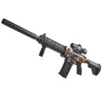 Pusca de Jucarie M416 Ultrarealista, Embo, cu Luneta, 10 de Proiectile din Spuma Moale, fara Cartuse, 95 cm, 8 ani+, Negru Portocaliu