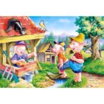 Puzzle 60 de Piese din Lemn in Cutie Metalica, Embo, Model Cei Trei Purcelusi, Educativ, Dezvoltare Abilitati Cognitive, pentru Prescolari, 22.5x13.5 cm, Multicolor - imagine 3