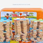 Puzzle 60 de Piese din Lemn in Cutie Metalica, Embo, Model Cei Trei Purcelusi, Educativ, Dezvoltare Abilitati Cognitive, pentru Prescolari, 22.5x13.5 cm, Multicolor - imagine 5