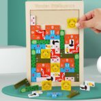Puzzle din Lemn Embo, Tip Tetris, +4 Ani, cu Animale Colorate 3D, 40 Piese, Multicolor - imagine 3