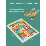 Puzzle din Lemn Embo, Tip Tetris, +4 Ani, cu Animale Colorate 3D, 40 Piese, Multicolor - imagine 5