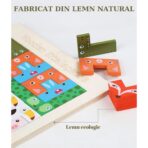 Puzzle din Lemn Embo, Tip Tetris, +4 Ani, cu Animale Colorate 3D, 40 Piese, Multicolor - imagine 6