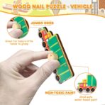 Puzzle Montessori din Lemn pentru Copii, Embo, 0-3 Ani, 3D, Model Transporturi, Educativ, Intuitiv, Creativ, 9 Piese, 30x22.5x0.8 cm, Multicolor - imagine 5