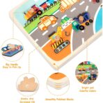 Puzzle Montessori din Lemn pentru Copii, Embo, 0-3 Ani, 3D, Model Transporturi, Educativ, Intuitiv, Creativ, 9 Piese, 30x22.5x0.8 cm, Multicolor - imagine 6