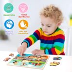 Puzzle Montessori din Lemn pentru Copii, Embo, 0-3 Ani, 3D, Model Transporturi, Educativ, Intuitiv, Creativ, 9 Piese, 30x22.5x0.8 cm, Multicolor - imagine 7