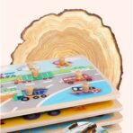 Puzzle Montessori din Lemn pentru Copii, Embo, 3D, 0-3 Ani, Model Insecte, Educativ, Intuitiv, Creativ, 9 Piese, 30x22.5x0.8 cm, Multicolor - imagine 2