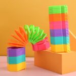 Puzzle pentru copii, Embo, fidget loop, functie stivuire, bucle, decompresie, curcubeu, 20 cm