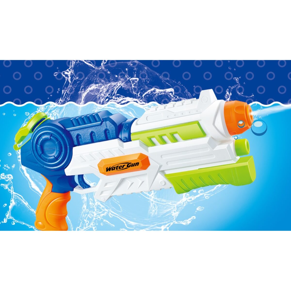 Pistol cu Apa pentru Copii, Rezervor, Pentru Piscina/Plaja, Embo, 6ani+, Albastru/Multicolor, 1000ML - imagine 2