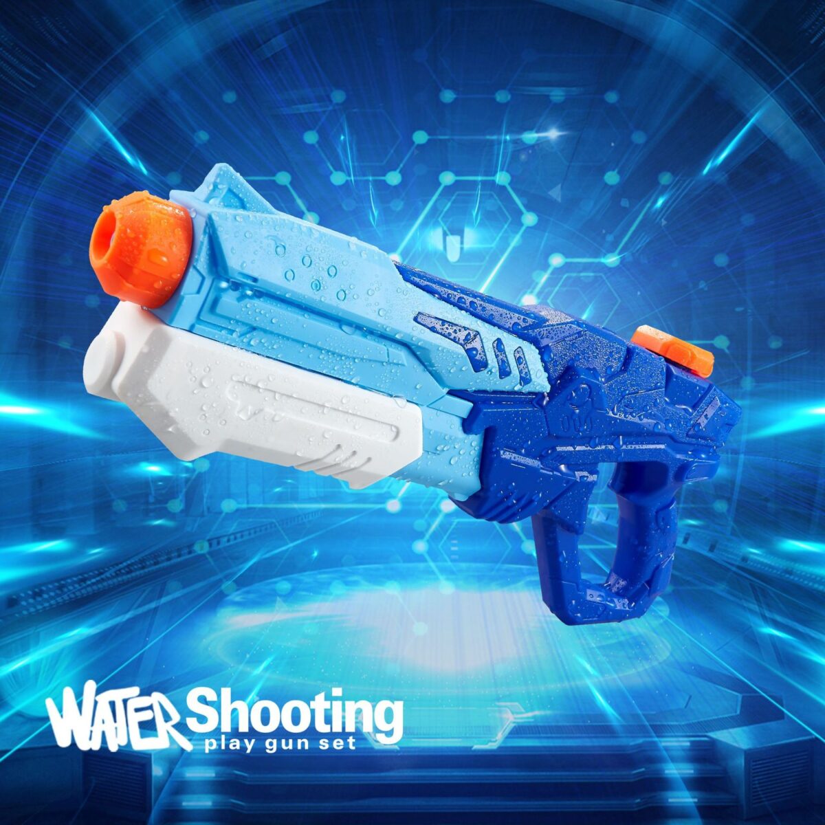 Pistol cu Apa pentru Copii, Rezervor, Pentru Piscina/Plaja, Embo, 6ani+,  Albastru, 600ML - imagine 2
