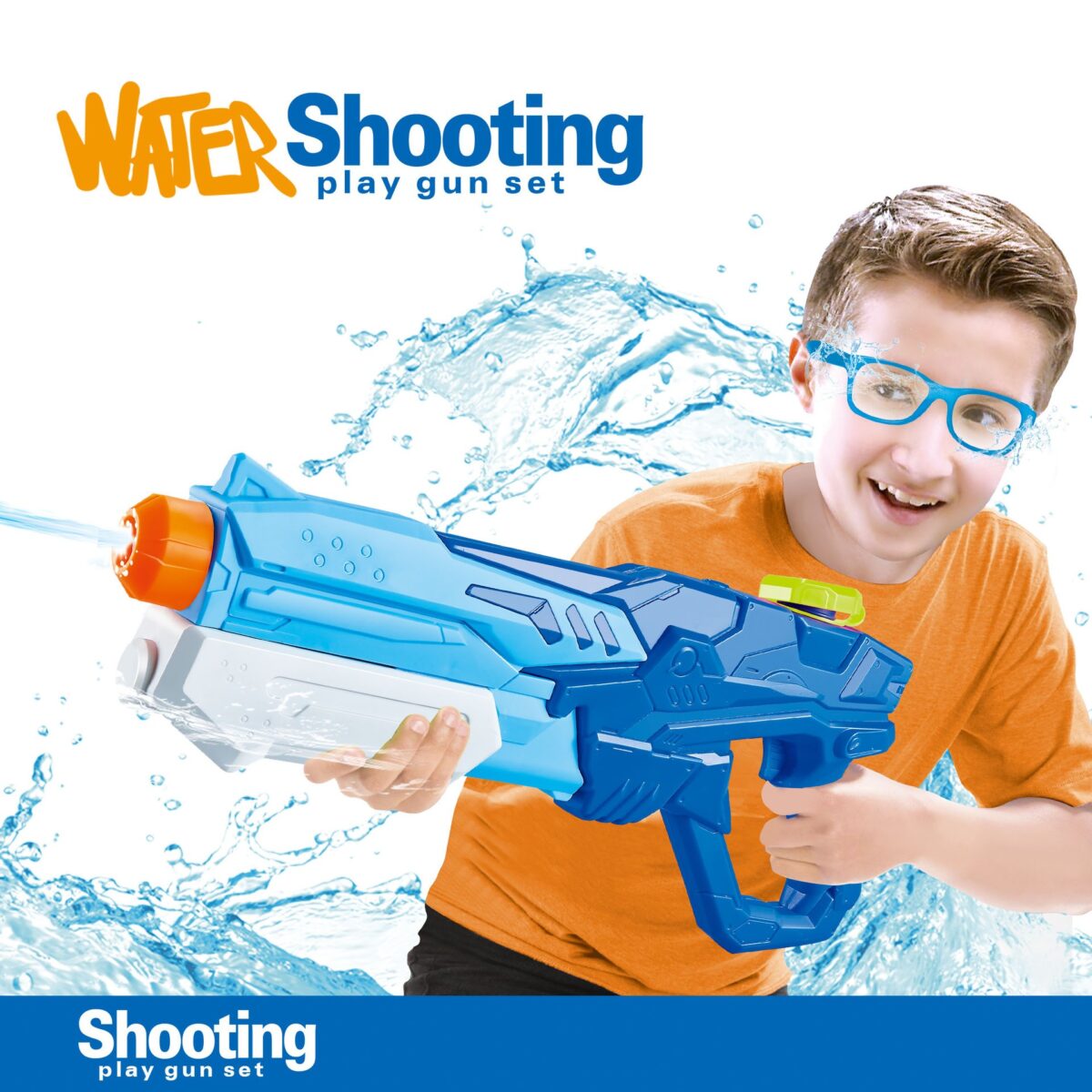 Pistol cu Apa pentru Copii, Rezervor, Pentru Piscina/Plaja, Embo, 6ani+,  Albastru, 600ML - imagine 4