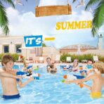 Pistol cu Apa pentru Copii, Rezervor, Pentru Piscina/Plaja, Embo, 6ani+, Albastru/Multicolor, 2000ML - imagine 2