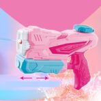 Pistol cu Apa pentru Copii, Rezervor, Pentru Piscina/Plaja, Embo, 6ani+,  3 duze, Roz, 300ML - imagine 4