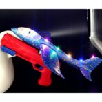 Pistol cu Lansator de Avion, Embo, din Polistiren+Plastic, +3 Ani, Avion 38 cm, Lansare 10 m, cu Lumini si Roti, Rosu/Albastru - imagine 2