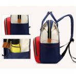 Rucsac Multifunctional pentru Mamici, Embo, din Panza Oxford, Compartimentare Multipla, Impermeabil, 43 x 18 x 26 cm, Alb/Rosu/Albastru - imagine 4