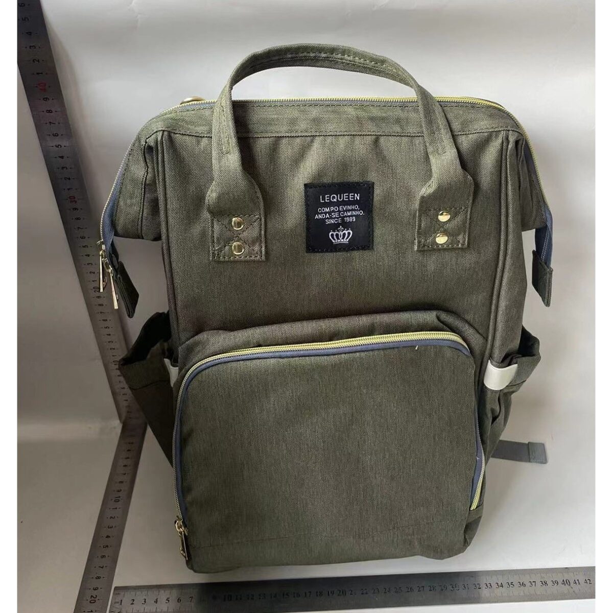 Rucsac Multifunctional pentru Mamici, Embo, din Panza Oxford, Compartimentare Multipla, Impermeabil, 43 x 18 x 26 cm, Verde Army - imagine 5