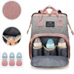 Rucsac Multifunctional pentru Mamici, Embo, din Panza Oxford, Compartimentare Multipla, Impermeabil, 43 x 18 x 26 cm, Roz/Gri - imagine 4