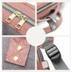 Rucsac Multifunctional pentru Mamici, Embo, din Panza Oxford, Compartimentare Multipla, Impermeabil, 43 x 18 x 26 cm, Roz/Gri - imagine 6