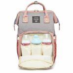 Rucsac Multifunctional pentru Mamici, Embo, din Panza Oxford, Compartimentare Multipla, Impermeabil, 43 x 18 x 26 cm, Roz/Gri - imagine 8