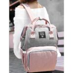 Rucsac Multifunctional pentru Mamici, Embo, din Panza Oxford, Compartimentare Multipla, Impermeabil, 43 x 18 x 26 cm, Roz/Gri - imagine 9