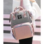 Rucsac Multifunctional pentru Mamici, Embo, din Panza Oxford, Compartimentare Multipla, Impermeabil, 43 x 18 x 26 cm, Roz/Gri - imagine 10