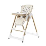 Scaun de Masa 2in1, Embo, pentru Copii 6 luni - 4 Ani, Pliabil, cu Roti, Balansoar, Leagan, Reglabil, Tava de Masa Dubla, Centura in 5 Puncte, 96 x 56 x 76 cm, Sampanie - imagine 2