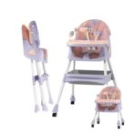 Scaun de Masa 2in1, Embo, pentru Copii de la 6 luni - 5 Ani, Inaltime Reglabila, Centura in 5 Puncte, Tava de Masa, Roti cu Frana, Cos Depozitare, Jucarie Inclusa, 94 x 78 x 60 cm, Roz/Mov - imagine 3
