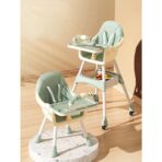 Scaun de Masa 2in1, Embo, pentru Copii de la 6 luni - 5 Ani, Inaltime Reglabila, Centura in 5 Puncte, Tava de Masa, Roti cu Frana, Cos Depozitare, Jucarie Inclusa, 94 x 78 x 60 cm, Verde - imagine 5