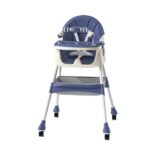 Scaun de Masa 2in1, Embo, pentru Copii de la 6 luni - 5 Ani, Inaltime Reglabila, Centura in 5 Puncte, Tava de Masa, Roti cu Frana, Cos Depozitare, Jucarie Inclusa, 94 x 78 x 60 cm, Albastru/Alb