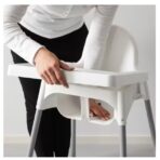 Scaun de Masa, Embo, pentru Bebelusi si Copii 6-36 Luni, din Plastic/Metal, Centura in 2 Puncte, Tava Detasabila, 63 x 57 x 85 cm, Alb - imagine 2