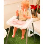Scaun de Masa, Embo, pentru Bebelusi si Copii 6-36 Luni, din Plastic/Metal, Centura in 2 Puncte, Tava Detasabila, 63 x 57 x 85 cm, Roz - imagine 2
