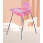 Scaun de Masa, Embo, pentru Bebelusi si Copii 6-36 Luni, din Plastic/Metal, Centura in 2 Puncte, Tava Detasabila, 63 x 57 x 85 cm, Roz - imagine 5