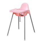 Scaun de Masa, Embo, pentru Bebelusi si Copii 6-36 Luni, din Plastic/Metal, Centura in 2 Puncte, Tava Detasabila, 63 x 57 x 85 cm, Roz