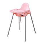 Scaun de Masa, Embo, pentru Bebelusi si Copii 6-36 Luni, din Plastic/Metal, Centura in 2 Puncte, Tava Detasabila, 63 x 57 x 85 cm, Roz